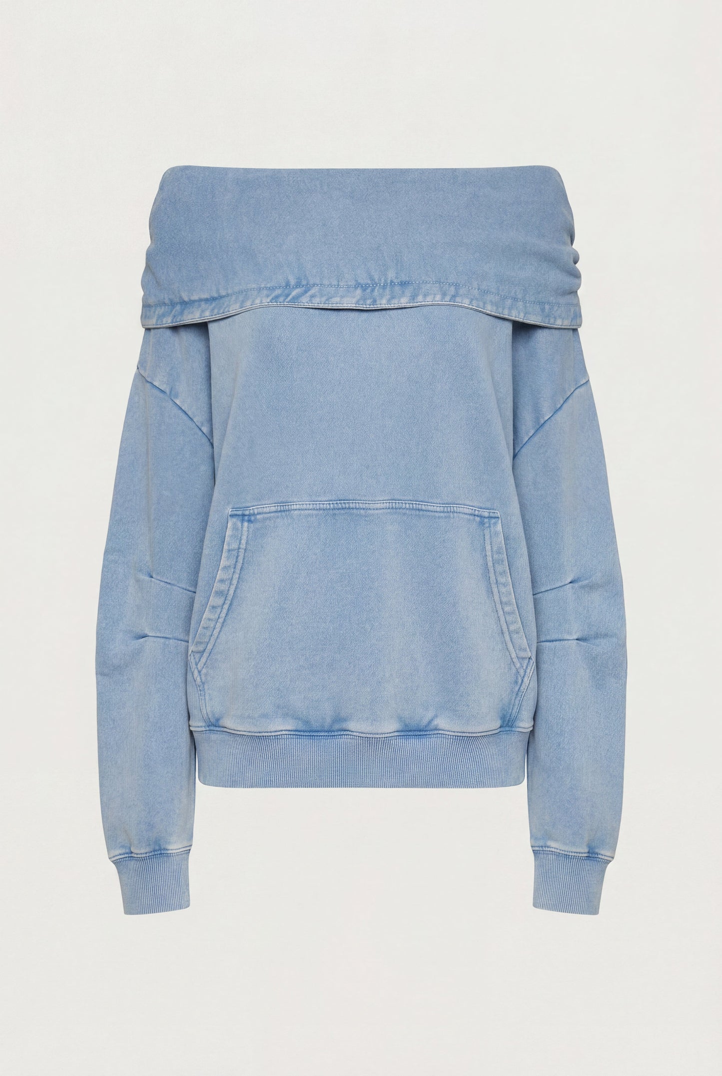 GARMENT DYED SLOUCHY OFF THE SHOULDER HOODIE