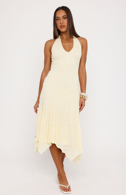 Crazy Little Thing Halter Midi Dress Lemon