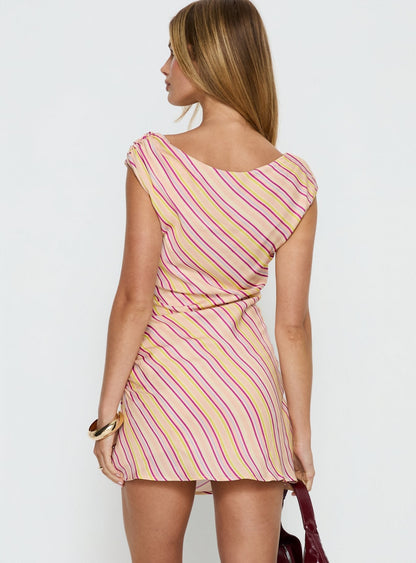 Anastaza Mini Dress Pink Stripe