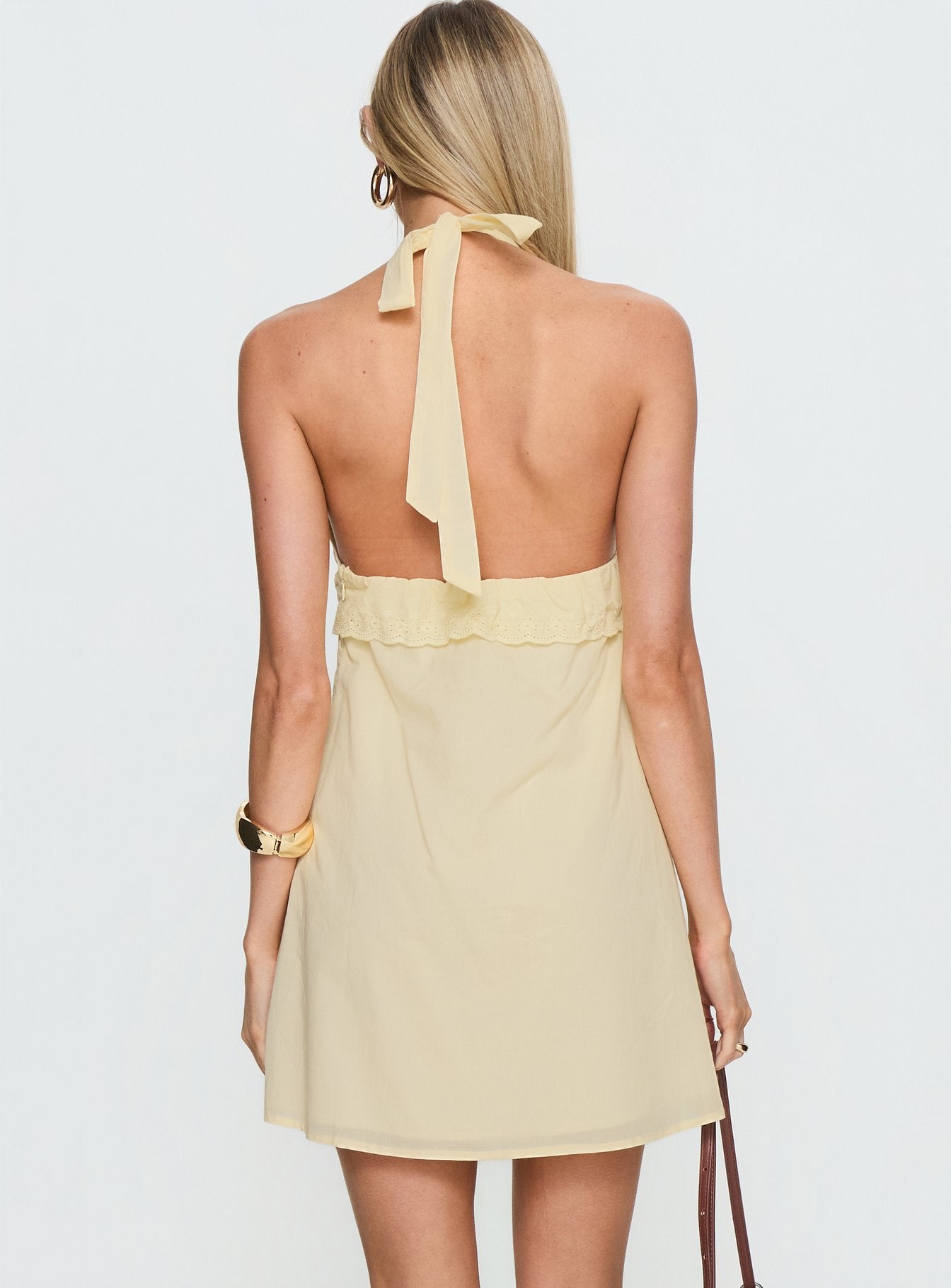 Caileigh Halter Mini Dress Lemon