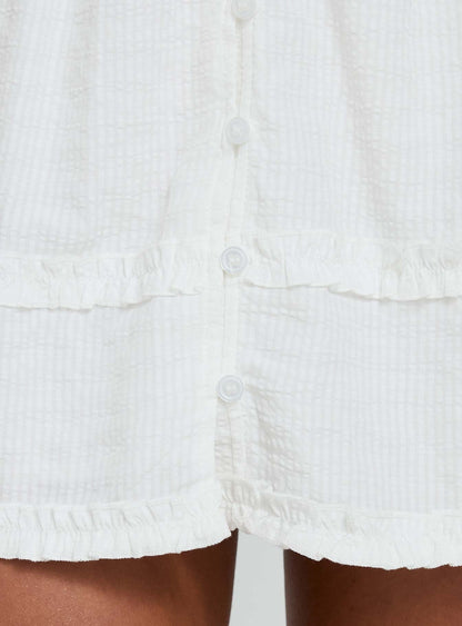 Zoela Off Shoulder Ruffle Mini Dress White