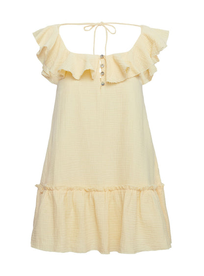 Alicen Frill Mini Dress Yellow Petite