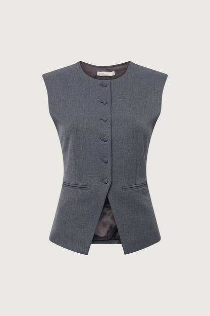 HIGH NECKLINE BUTTON UP VEST