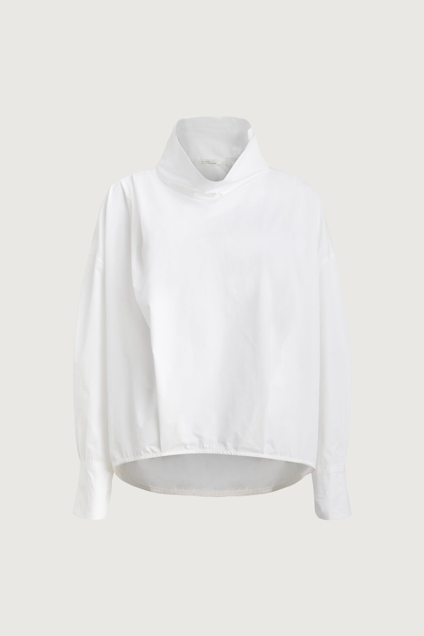 OVERSIZED PLEATED MOCKNECK BLOUSE