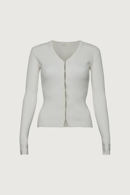 RIBBED HOOK AND EYE FRONT CARDIGAN