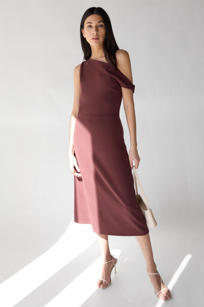ASYMMETRIC ONE SHOULDER KNIT DRESS