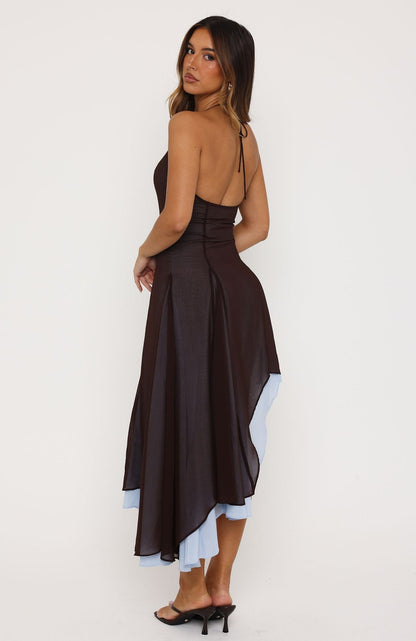 Dreaming About You Maxi Dress Chocolate/Baby Blue