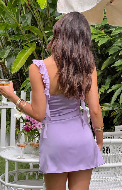Joyce Lilac Satin Mini Dress