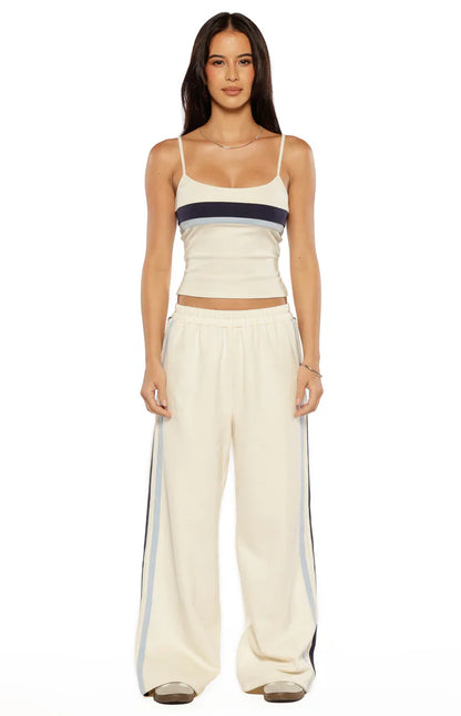 Leya White Contrast Stripe Pants