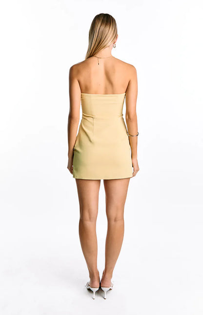 Oliva Butter Yellow Strapless Mini Dress