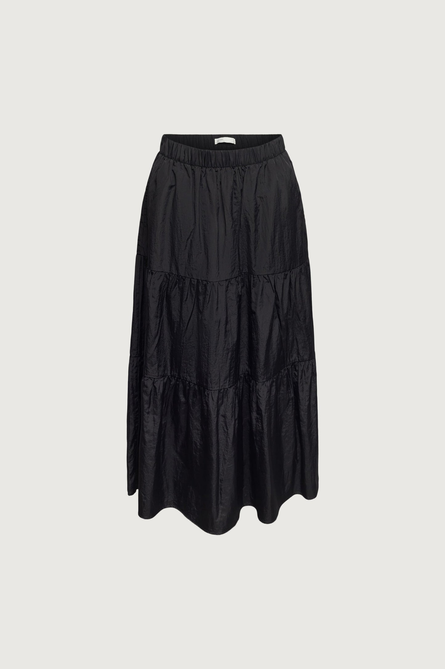 TIERED NYLON MIDI SKIRT