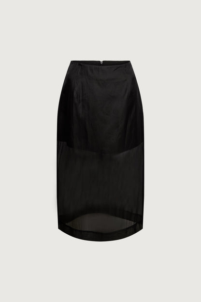 SHEER A-LINE MIDI SKIRT