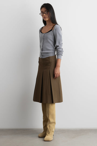 BUTTON FRONT SQUARE NECK SWEATER