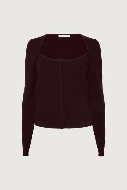 BUTTON FRONT SQUARE NECK SWEATER