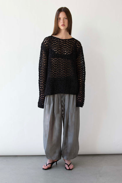 NET STITCH LONG SLEEVE TOP