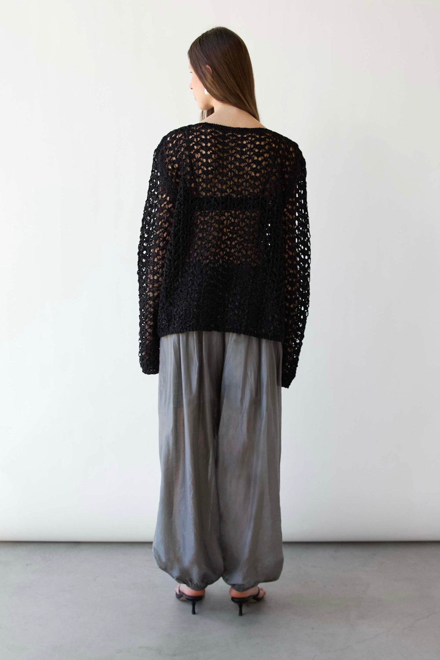 NET STITCH LONG SLEEVE TOP