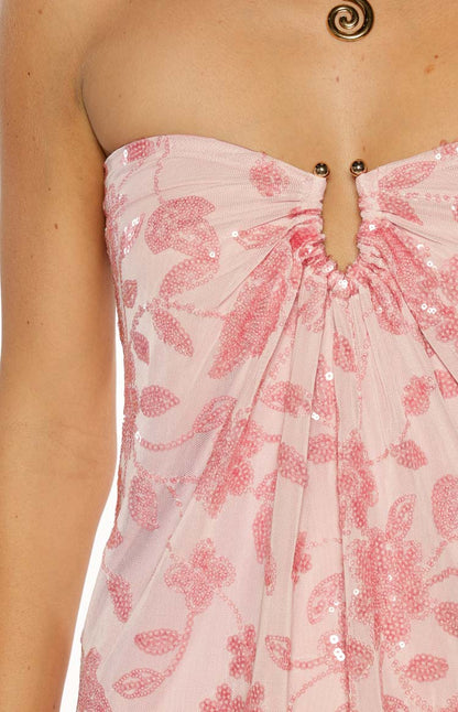 Antoine Pink Sequin Strapless Mini Dress