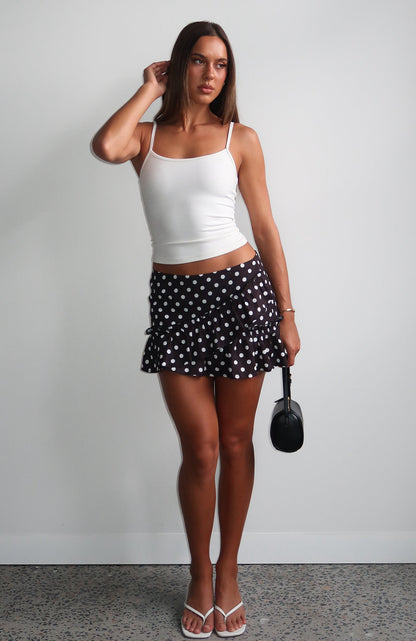 Girly Thoughts Mini Skirt Black Polka Dot