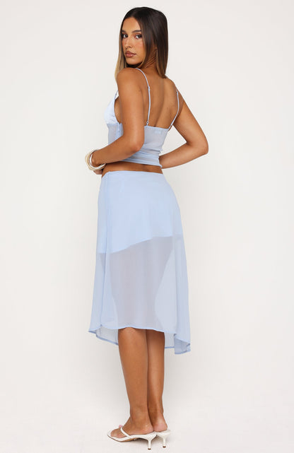 Soft Horizon Midi Skirt Dusty Blue